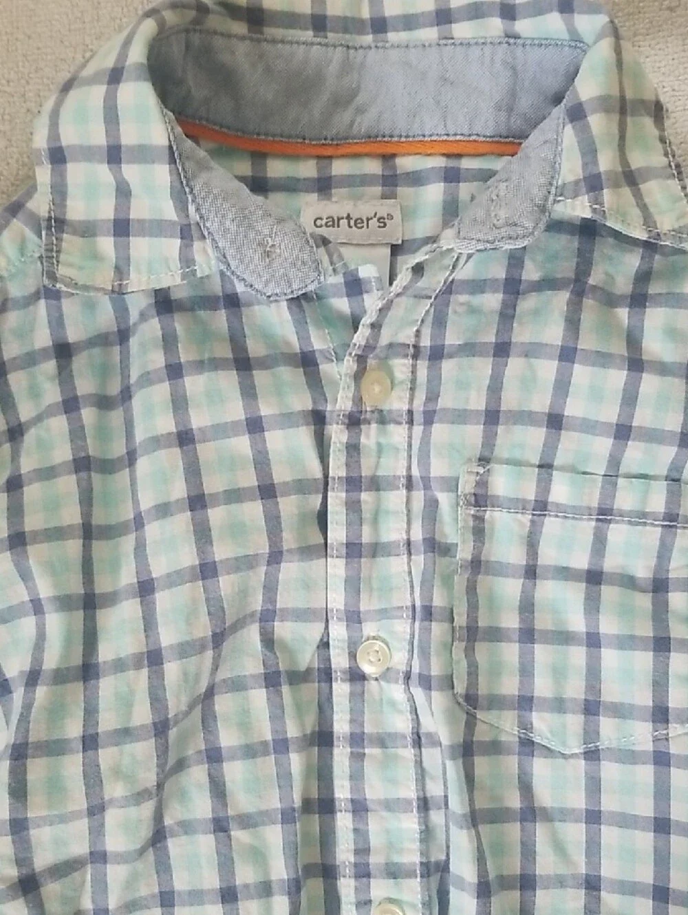 Carter's Blue & White Plaid Button-Down Shirt